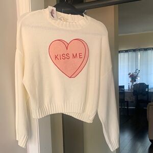Jessica Simpson Cream Sweater with Red Heart